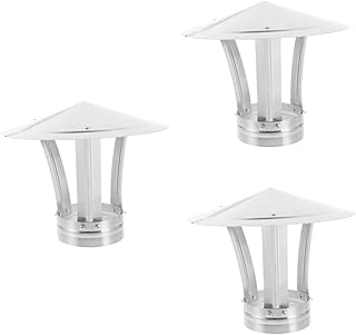 Happyyami 3 Peças De Chapéu De Chuva De Aço Inoxidável Tampa De Ventilação De Chaminé Tampa De Tubo De Lareira Tampa De Chuva De Chaminé Acessório De Cobertura De Ventilação De Telhado