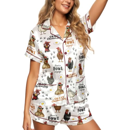 Image of Women's Silky Satin Pajama Set, Cute Lightweight Short Sleepwear for Ladies
