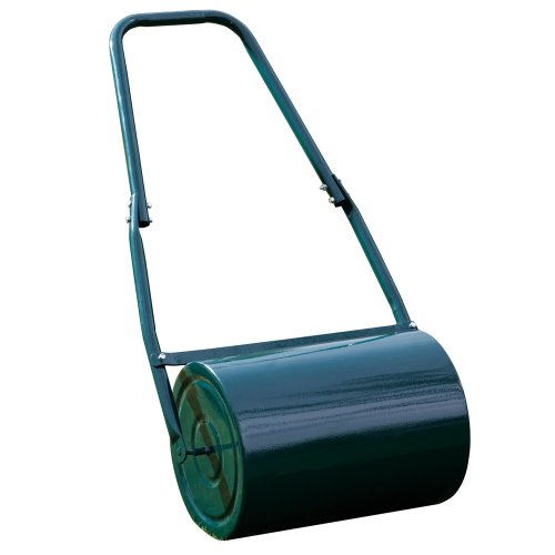 Garden Lawn Roller Heavy Duty Galvanised Steel Manual Push Rolling Drum, Water or Sand Filled, 30L By Garden Gear (Green)