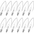 MEQIQTEK E12 60 Watt Incandescent Candle Light Bulbs, Chandelier Light Bulbs for Ceiling Fan, Vanity, Outdoor - Warm White 2500K, 500 Lumen Dimmable B10 Clear Candelabra Base Bulbs (12 Pack)