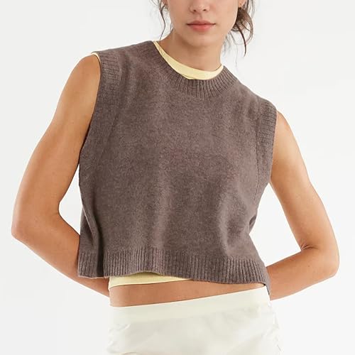 Hixiaohe Sleeveless Sweater Vest for Women Trendy Crewneck Knit Vests Cute Lightweight Pullover Tank Tops Casual Outfits2