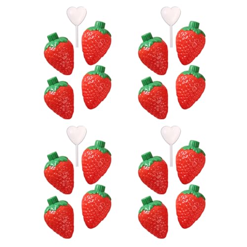 Imagen de CIYODO 16 Piezas Frascos de Condimentos Mini Forma de Fresa Dispensadores Portátiles de Salsa para Aderezos de Ensalada Botellas Reutilizables Prueba de Fugas para Picnic y