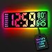 EASYERA 16.5" Large Digital Wall Clock with BT Sync, RGB Lights with 11 Scenes Mode Remote Control, Dual Alarms with Big LED Display, Auto DST, Temperature for Classroom Gaming