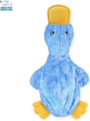 Image of Best Pet Supplies Interactive Squeaky Dog Chew Toy, Ideal Dog Toys for Chewers, Small, Medium & Large Dogs, and Fetch Lovers - Crinkle Duck (Yellow, Blue, Pink), Large