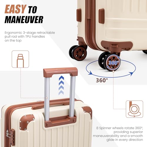 Image of KUNEL Luggage Sets 5 Piece, Hardshell Expandable Suitcase, 20 /24 /28inch