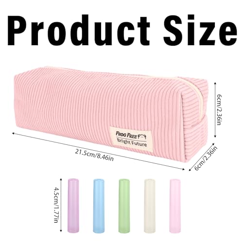 Zidoley Mäppchen Aesthetic, Federmäppchen mit 10 Schutz für Bleistiftkappen, Pencil Case Aesthetic für Mädchen und Erwachsene (Rosa)