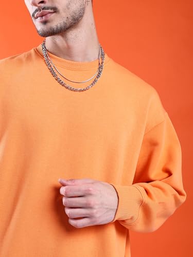 Image of The Indian Garage Co Men Oversized Solid Crew Neck Overhead Sweatshirt