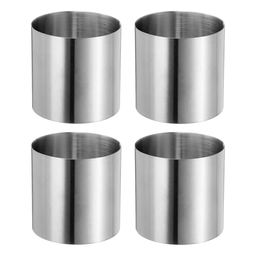 sourcing map 4PCS Round Cake Ring 2 x 2 Inch Seamless Stainless Steel Pastry Mousse Dessert Ring Mirror Coating for Baking Cooking Making Tool
