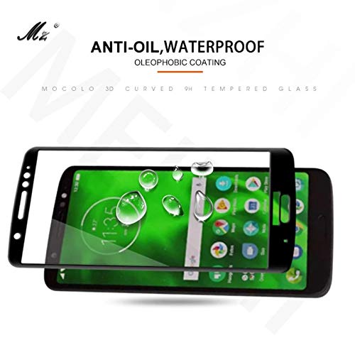 Image of Screen Protector for Motorola Moto G6 Plus Black Tempered Glass Edge-to-Edge 6D Screen Guard With Installation Kit