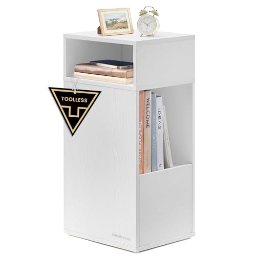 SONGMICS HOME Nachttisch, Toolless-Technologie, superschnelle werkzeuglose Montage, Nachtschrank, 2 offene Fächer, 1 Schublade, Beistelltisch, 30 x...