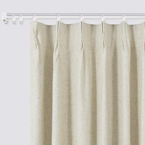 Track Curtains Ceiling Mount for Track System Rail with Hooks,Pinch Pleated Blackout 9FT Floor Length Curtains for Living Room