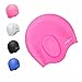 PHELRENA Swimming Cap Waterproof Premium Silicone Solid Long Hair Earmuffs Swim Cap Flexible Reversible for Adults Kids Women Men, Keeps Hair Clean Ear Dry, Free with Nose Clip and Ear Plugs