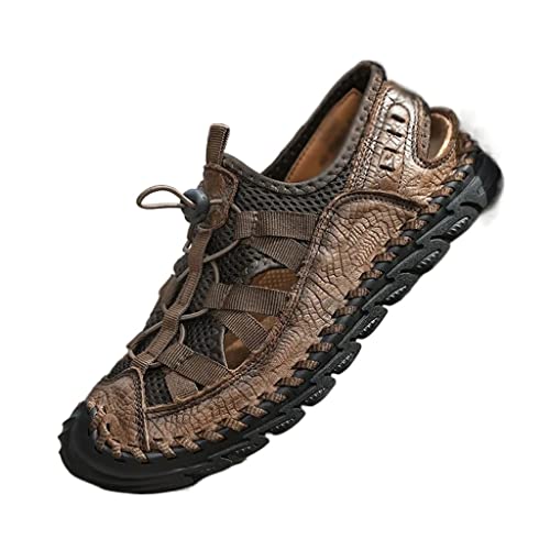 Mens Shoes Leather Casual Breathable Hiking Sandals Outdoor Non-Slip Beach Gladiator Climbing Fishing(43)
