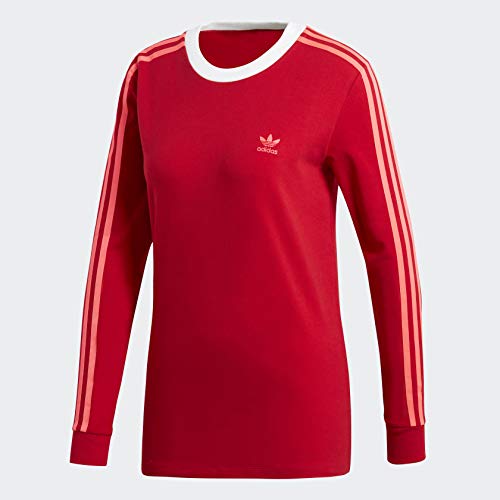 adidas Originals Women's 3-Stripes Long-Sleeve Tee, Scarlet, Medium