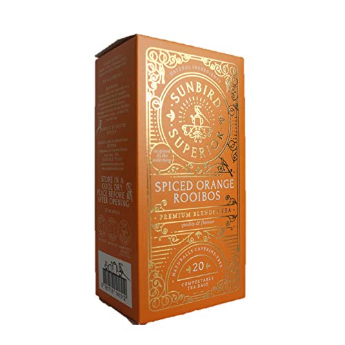 Sunbird Rooibos Spiced Orange Rooibos | Té Rojo con Naranja y Especias | 20 Bolsas de compostaje | Rare Premium Rooibos…