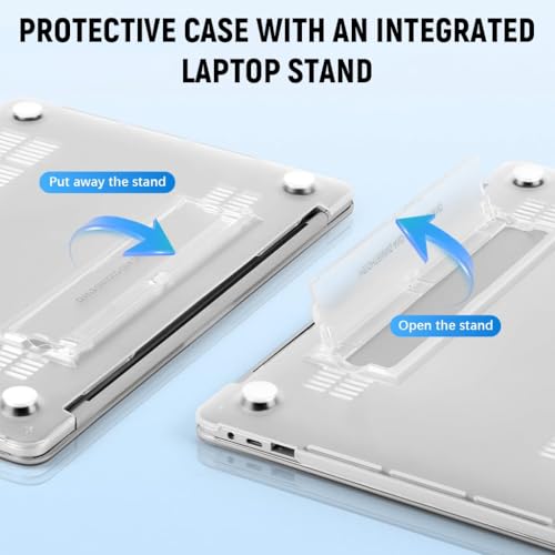 Image of ZORBES Case Cover Compatible with 2026 MacBook Neo A3404, 13 inch Transparent MacBook Neo Cover with Folding Desk Stand, Precise Cutouts & Ventilated Design, Slim Hard Shell Laptop Case, Matte White