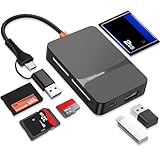 Lettore Schede SD 6 in 1, Lettore schede di memoria USB e USB-C a SD Micro SD MS CF, Compatibile con iPhone 17/16/15Pro/Max, MacBook Pro/Air, iPad, PC e tablet