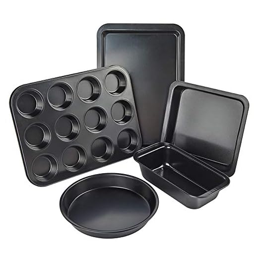 Nonstick Bakeware Set, 5 Pcs Bakeware Include Cookie Sheet, Loaf Pan, Square Pan, Round Cake Pan, 12 Cups Muffin Pan