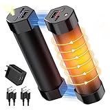 Boweer 充電式カイロ 360°全面発熱 速熱 4階段調温 最大14時間連続発熱 モバイルバッテリー機能 10000mAh 大容量 懐中電灯機能 電気カイロ マグネット分離式 小型 軽量 おしゃれ 5V/2A急速充電 防災 ギフト プレゼント用 冬の贈り物(Black)