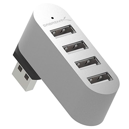 Sabrent Mini HUB Premium en Aluminium avec 4 Ports USB 2.0 [Orientable à 90°/180°] (HB-UMMC)