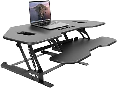 Mount-It! Corner Standing Desk Converter | Height Adjustable 43” ...
