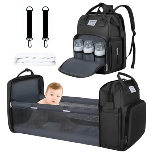 Bolsa Mochila Maternidade Multifuncional Preta Berço Viagem Passeio