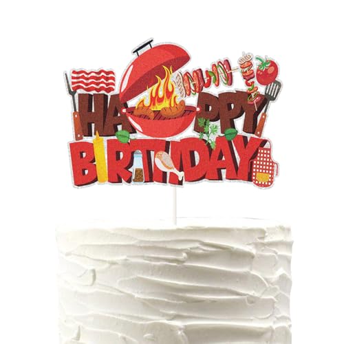 Decoración para tartas de barbacoa para celebrar un feliz cumpleaños parrillero