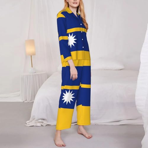 Pyjama drapeau de Nauru ensemble homewear manches longues pour le week-end - 3