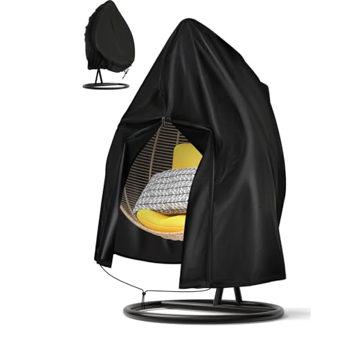 Egg Chair Covers 190x115cm 420D Heavy Duty Single Hanging Egg Chair Cover with Drawstring Zipper Waterproof Egg Swing Chair Covers Outdoor On Standing Egg Chair Cover