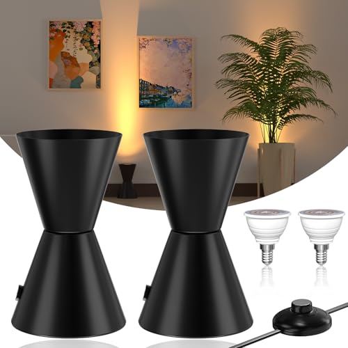 LED Floor Uplighter Uplighting Spotlight 6W 3000K Warm White LED E14 Bulbs Uplights Indoor Floor Can Light with Foot Switch Floor Spot Lights Indoor for Living Room Picture Artwork Plants 2-Pack
