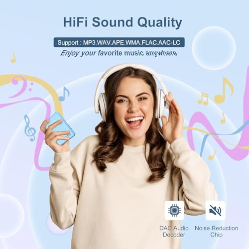 Image of 128GB MP3 Player, Bluetooth 5.3 Music Player with Clip, HiFi Sound Digital Music, Built-in HD Speaker, FM Radio, Voice Recorder, Earphones Included, MP3 Player for Kids