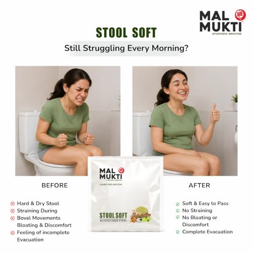 Image of Mal Mukti Stool Soft, Ayurvedic Digestive Aid Powder, for Constipation Relief, Stool Softening & Piles. Non-Habit Forming made with Amla, Baheda, Haritaki, Psyllum | 50g