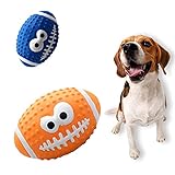 liuxi Dog Rubber Ball Biting Squeaky Pet Toy with Cute Outlook Shape of Volleyball Football Rugby for Puppy Small Medium Dog Pet (red Rugby, Small)