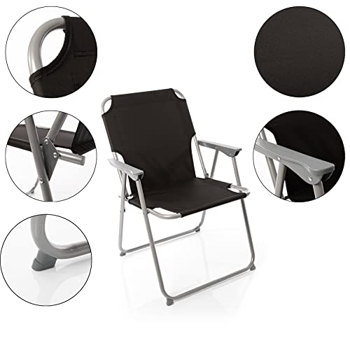 BigDean 2X Klappstuhl Faltstuhl Campingstuhl Angelstuhl schwarz robust klappbar bis 120kg belastbar klassischer Klappstuhl Gartenstuhl für Garten & Camping - Campingstuhl faltbar – Bild 5