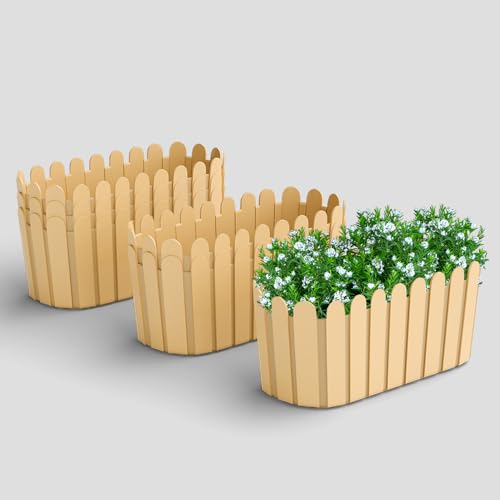 Image of YUCCABE ITALIA SHERA Fence-TRA 14 INCH Plastic Flower Pot Suitable for Inddor Outdoor Kitchen Garden