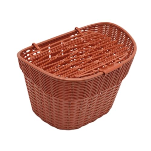 Oshhni Cesta Delantera para Bicicleta con Tapa, fácil de Instalar, para Guardar Accesorios de Ciclismo, portabebés para la mayoría de Bicicletas y Libros, Rojo Marrón