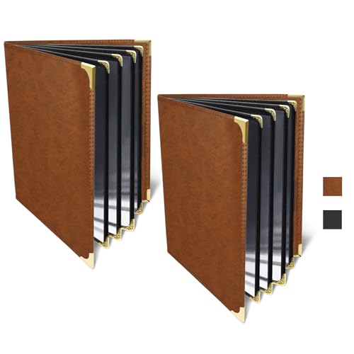 2-Pack Restaurant Menu Covers A4 - Menu Holder 4 Page 8 View, Menu Book Menu Sleeves for Restaurant, Bar, Café