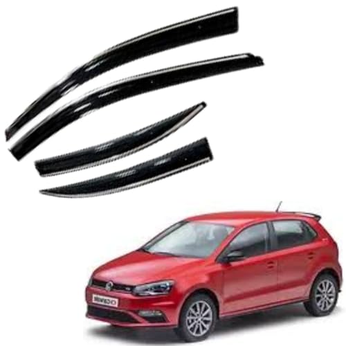 Image of CAR SAAZ Chrome Line Door Visor for Polo (2009-2022)(Set of 4Pcs) |Wind Deflector Rain Guard