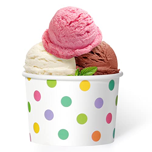 Image of Boao 100 Set 5 oz Ice Cream Cups with Spoons Disposable Paper Sundae Dessert Bowls Summer Party Supplies (Novel Style)