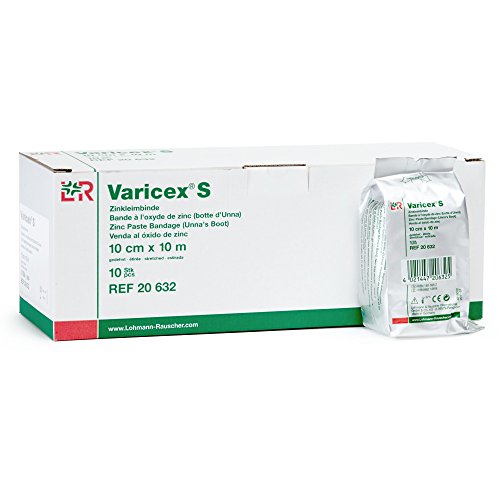 Varicex S Zinc Paste Bandage, Unna's Boot Dressing, Bi-Elastic Knitted Bandage, Easy to Apply Conforming Compression Bandage, Latex Free, 4 Varicex S Zinc Paste Bandage, Unna's Boot Dressing, Bi-Elastic Knitted Bandage, Easy to Apply Conforming Compression Bandage, Latex Free, 4