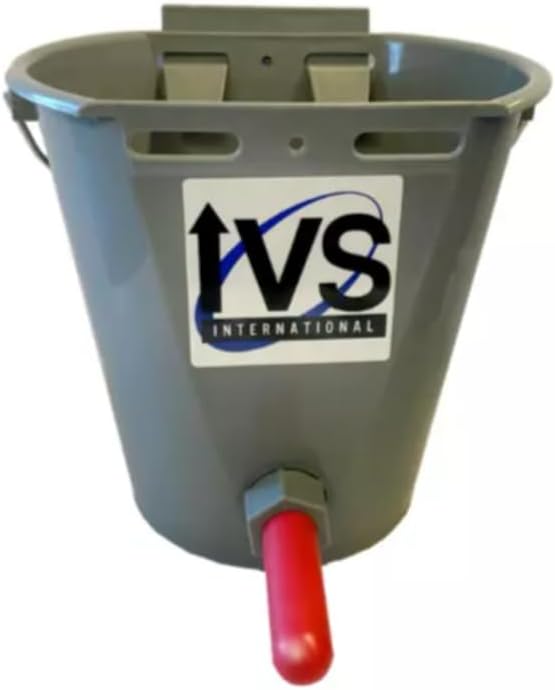 Calf Bucket with Teat – 8-Quart Feeding Bucket with Valve & Hanger – Natural Rubber Nipple for Realistic Suckling – Durable & Efficient Feeding for Cattle and Dairy Calves