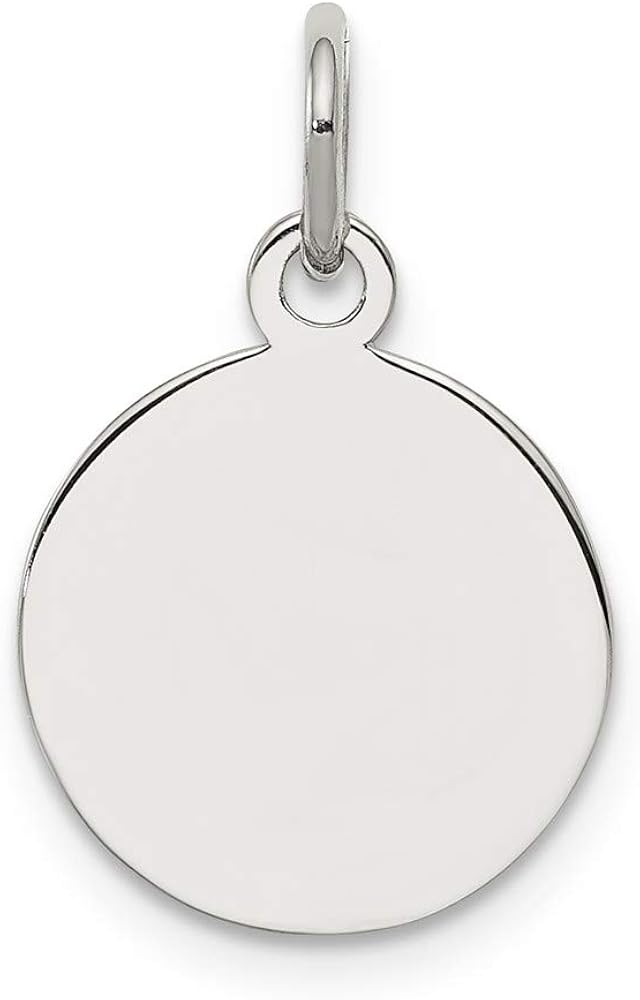 Colgante de plata de ley 925 maciza grabable con disco frontal y trasero 0709in x 0472in
