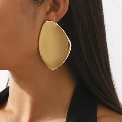 Gold Statement Earrings for Women Large Gold Chunky Earrings Irregular Geometric Drop Dangle Oval Round Pebble Shape Fashion Jewelry2