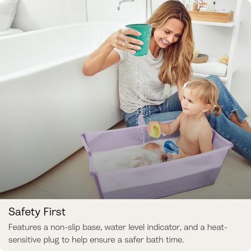 Image of Stokke Flexi Bath X-Large Baby Bathtub, Lavender - 31.5 x 15.7 x 9.4 in - Best for Infants & Toddlers - Lightweight, Foldable & Easy to Store - Convenient to Use at Home or Traveling