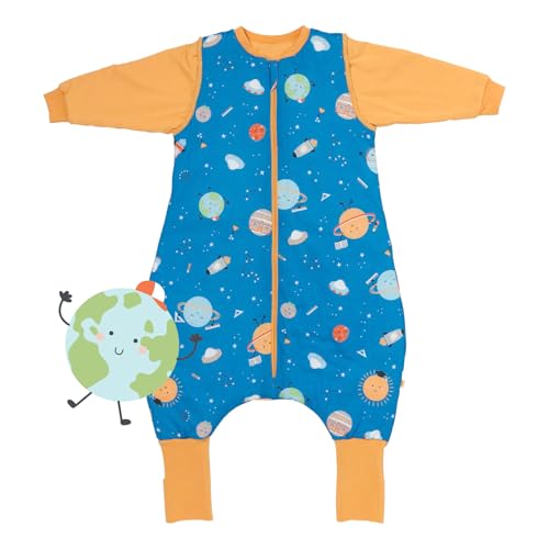 schlummersack Baby Schlafsack mit Füßen und Ärmeln – 1 Tog, 140 cm für Körpergröße 140-150 cm – Atmungsaktiv, verlängerbare Bündchen, Anti-Rutsch, Oeko-Tex zertifiziert, Space-Design