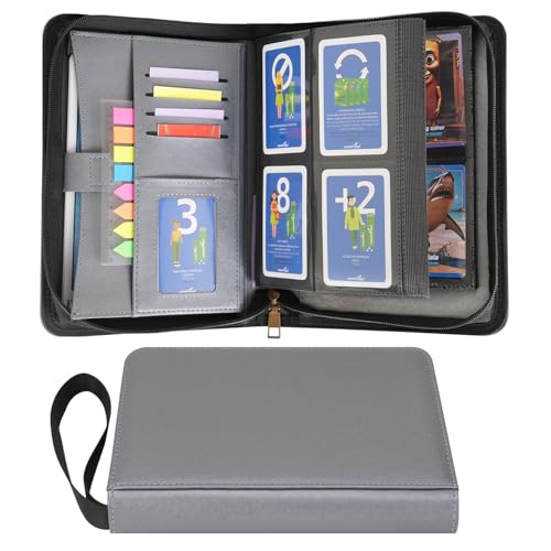 Wonderpool Carpeta de Tarjetas Coleccionables con Cremallera 4 Bolsillos para 240 Cartas - Piel PU Impermeable Álbum Cartas Carga Lateral para Pokemon, MTG, TCG & Cartas Deportivas (Gris)