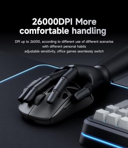 Image of MCHOSE AX5 Pro Wireless Gaming Mouse, 4KHz Polling Rate Focus PAW 3395 Optical Sensor - 26k DPI, 53g Ultra-Lightweight - 170 Hr Battery, (2.4GHz RF /Wireless /Wired) Magnesium Alloy Mice - Black