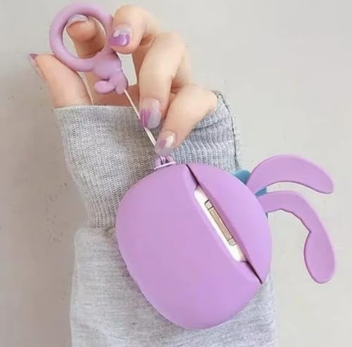 Image of New Cute Soft Silicone Case Compatible with Apple AirPods 4 Generation (2024) Full 360 Protection Dust-Proof Shockproof Case Cover with Hook (Cover Only) (Stelalou-Rabbit)