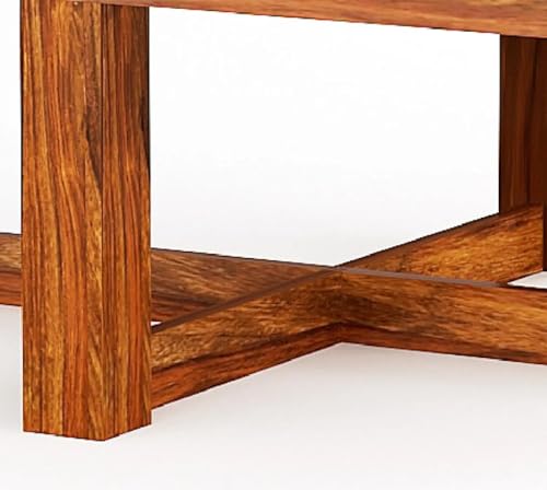 Image of Classic Royale Sheesham Wood Creation Center Table with 4 stools for Home & Office, PureCraft Elite Wooden Coffee Table|Tea Table | Sofa Set Table Honey Finish