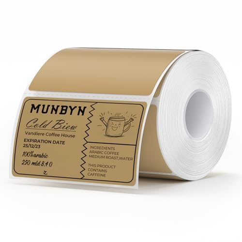 MUNBYN 3x2 Inch Brown Thermal Labels, Thermal Sticker Labels for Price, Barcode, Mailing, Name, 500 Sheets/1 Roll